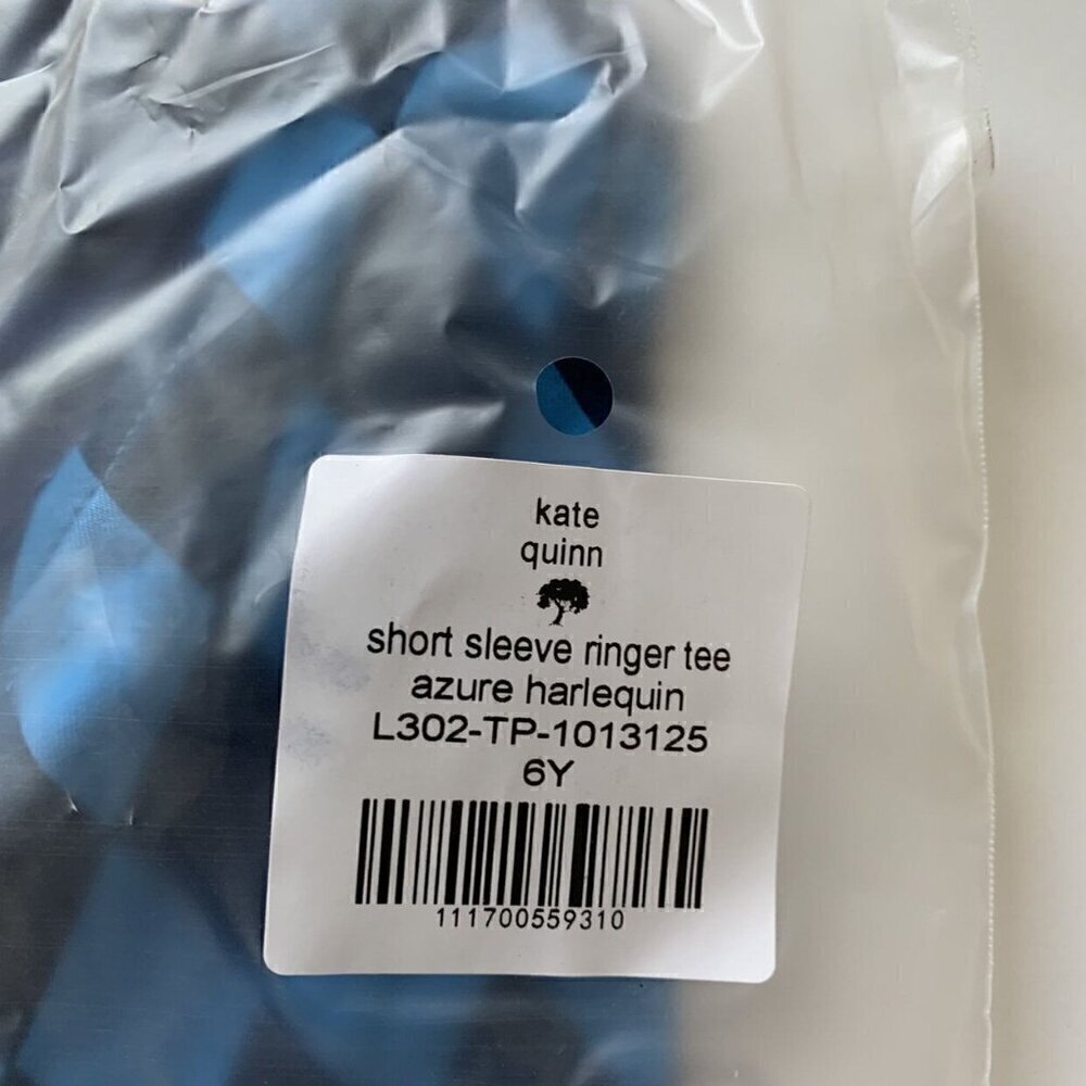 NWT Kate Quinn Organics Azure Harlequin Bamboo Tee 6 Years - Picture 4 of 4